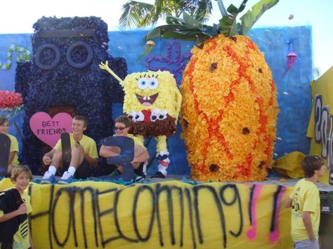 Sponge Bob Spongebob Homecoming Float, Spongebob Parade Float, Homecoming Floats, Outside Furniture, Old Tires, Parade Float, Shoe Box, Homecoming, Float