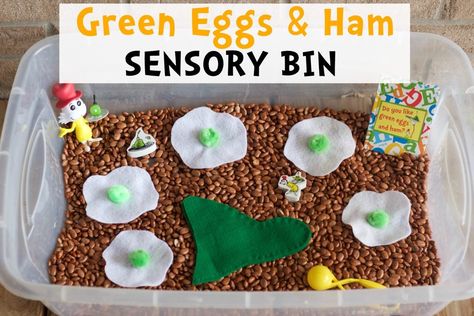 This green eggs and ham sensory bin is great for young children to play with. Create this invitation to play using just a few supplies. Play Provocations, Education Strategies, Dr Seuss Preschool Activities, Dr Seuss Preschool, Curriculum Preschool, Sensory Play Ideas, Dr Seuss Classroom, Dr Seuss Activities, Preschool Room