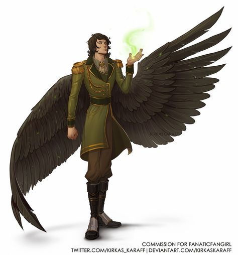 Aasimar Druid Dnd Male, Winged Elf Dnd, Fantasy Winged People, Aasimar Druid, Male Harpy, Elf With Wings, Character Brainstorm, Winged Elf, Half-orc Male