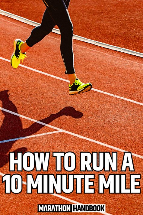 Perhaps you have been running for a while and like the idea of getting faster and have thought about how satisfying it would feel to run a mile in 10 minutes.    In addition to being a nice even number that makes figuring out paces and timing a breeze, a 10 minute mile is a significant, yet achievable, goal for most runners.    In this guide, we will discuss how to train to run a 10 minute mile, workouts to improve your speed, and additional components to help get you there. How To Run A 10 Minute Mile, Running Breathing, Beginner Runner Tips, Long Distance Running Tips, Ultra Marathon Training, Fitness Goal Setting, Running A Mile, Endurance Running, Running Group