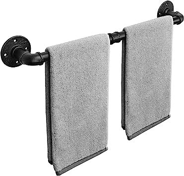 Rustic Towel Bar, Rustic Iron Decor, Pipe Towel Rack, Pipe Towel Bar, Pipe Toilet Paper Holder, Toallero Ideas, Bath Towel Holder, Bath Towel Racks, Rustic Paper