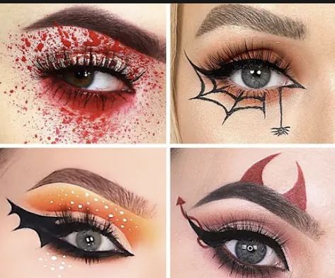 Halloween Liner Makeup, Halloween Eye Makeup Easy, Maquillage D'halloween, Halloween Makeup Leicht, Simple Halloween Eye Makeup, Spooky Halloween Makeup, Maquillage Halloween Simple, Spooky Makeup, Make Up Halloween