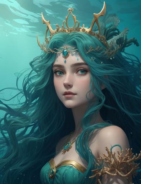 Amphitrite: The Queen of the Sea Amphitrite Goddess Art, Greek Goddess Amphitrite, Chinese Goddess, Queen Of The Sea, Art History Timeline, Japanese Goddess, Greek Goddesses, Greek Paintings, Sea Queen