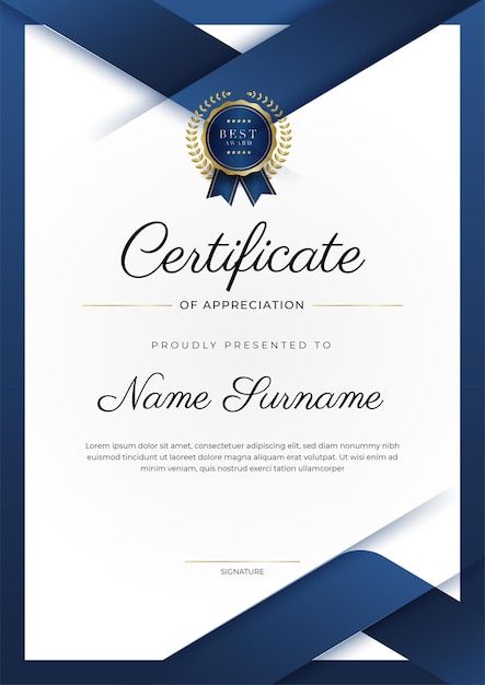 Vector certificate of appreciation templ... | Premium Vector #Freepik #vector Thanks Certificate Design, Doctor Certificate Template, Corporate Certificate Design, Blue Certificate Background, Editing Settings, Tuition Poster, D Boss Images, Certificate Of Appreciation Template, Appreciation Template