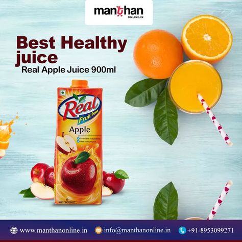 Shop Real Fruit Juice at manthanonline.in. Shop Now - https://www.manthanonline.in/ https://www.manthanonline.in/grocery/breakfast-dairy/beverages #Manthanonline #grocery #beverages #realfruit #juice #realfruitjuice #realapple #kanpur Real Fruit Juice, Dairy Drinks, Real Fruit, Healthy Juices, Apple Juice, Fruit Juice, Beverage Can, Snack Recipes, Juice