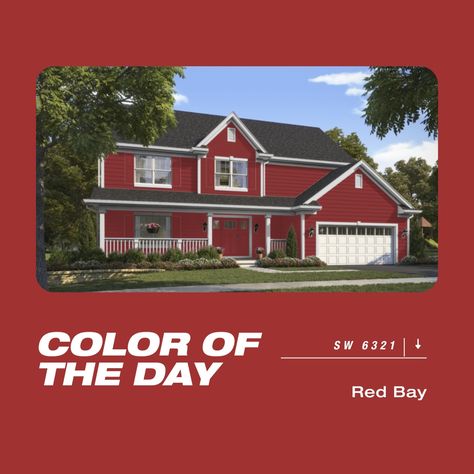 Red Bay is a warm, vibrant red that's perfect for any room of your home. This color is one of the classic shades in Sherwin Williams' line, and it's a great option if you're looking for something that will stand out without making the space feel too busy. #customhome #newhomeconstruction #homeimprovement #freeestimates #customhomedesign #sherwinwilliamspaint #professionalpainters #paintingservices #sherwinwilliamspaintisthebest #sherwinwilliamspaintandstain #augustaga #evansga #csra #georgia Color Spotlight, Red Bay, Professional Painters, Custom Home Designs, New Home Construction, Too Busy, Painting Services, Sherwin Williams, The Space