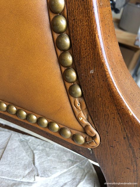 Recovering Chairs, Upholstery Repair, Upholstery Nails, Upholstery Tacks, Reupholster Chair, Upholstery Trim, Brass Tacks, Upholstery Diy, Old Chairs