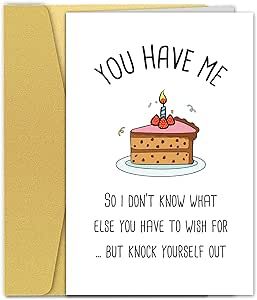 Qiyepbro Funny Birthday Card for Him Her - You Have Me So I Don't Know What Else You Have To Wish For, Hilarious Birthday Cards for Boyfriend Husband Wife Girlfriend Funny Birthday Wishes For Husband, Fiance Birthday Card, Bday Quotes, Birthday Wishes For Wife, Hilarious Birthday Cards, Fiance Birthday, Birthday Wish For Husband, Birthday Card For Him, Birthday Card Sayings