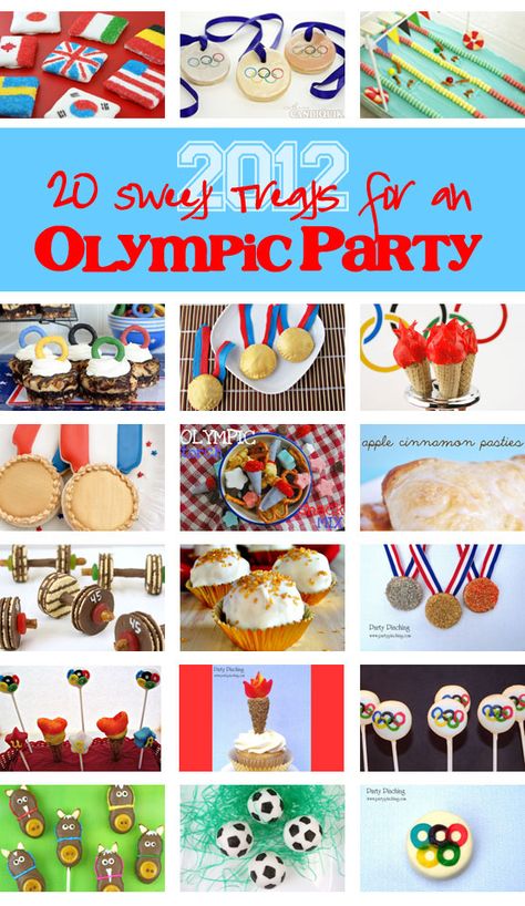 20 Sweet Treats for an Olympic Party! 2012 London Olympics party roundup. #olympics #olympic desserts Olympic Desserts, Olympic Party Food, Olympic Snacks, Summer Olympics Party, Olympic Food, Olympic Ring, Swimming Pool Cake, Olympic Theme Party, Olympics Party