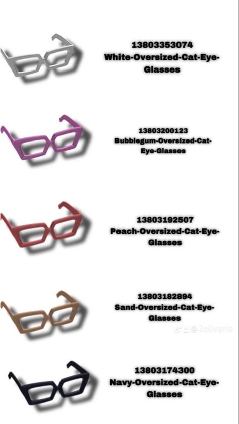 Oversized Cat Eye Glasses, Bloxburg Clothes, Code Roblox, Glasses Trends, Roblox Code, Social Life Hacks, Decal Codes, Yellow Sunglasses, Black Hair Roblox