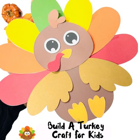 Build A Turkey Printable, Construction Paper Turkey, Build A Turkey, Turkey Craft For Kids, Turkey Printable, Thanksgiving Crafts Preschool, Thanksgiving Turkey Craft, Preschool Crafts Fall, Thanksgiving School