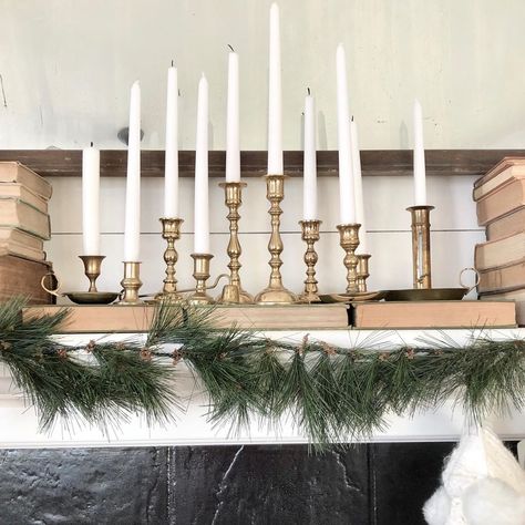 Brass Candlesticks Decor Christmas, Brass Candlesticks Decor, Christmas Tray Decor, Stick Decor, Mantle Ideas, Candle Stick Decor, Buffet Decor, Decor 2023, Christmas Tray