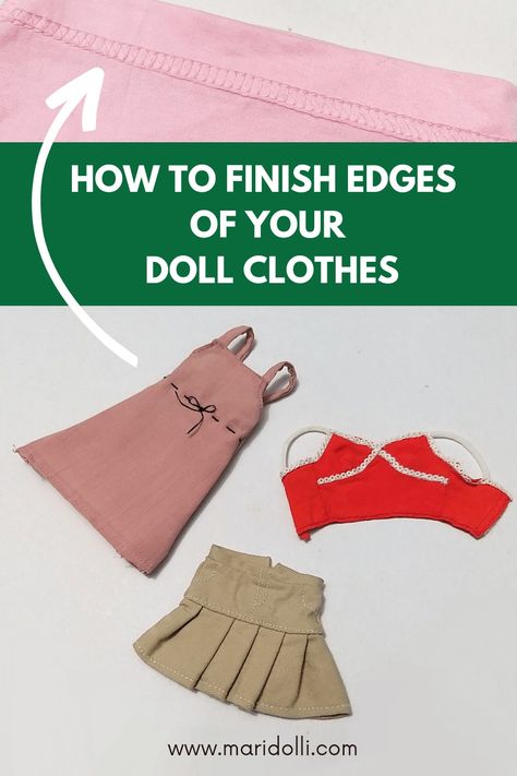 Doll clothes, raw edges fabric, barbie clothes, overlock stitches, overlock stitches by hand Fashion Doll Clothes Patterns Free, Barbie Clothes Tutorial, How To Sew Doll Clothes Tutorials, How To Sew Barbie Doll Clothes, Barbie Doll Clothes Patterns Free Sewing, How To Sew Barbie Clothes, Sewing For Barbie Dolls, Bratz Clothes Patterns, How To Sew A Doll Dress