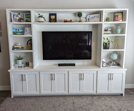 Build Plans With CAD Models for Built-in Entertainment Center - Etsy Built In Bookshelves Around Tv Living Room, Built In Entertainment Center With Fireplace, Build In Tv Cabinet Wall Units, Custom Tv Cabinet Built Ins, Custom Entertainment Center Built Ins, Tv Wall Cabinets Living Room, Wall Built In Shelves, Built In Wardrobe With Tv, Built In Bookshelves Around Tv