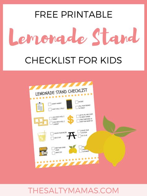 lemonade stand checklist Kids Lemonade Stands, Country Time Lemonade, How To Make Lemonade, Kids Lemonade, Diy Lemonade Stand, Change Jar, Kids Checklist, Infant Lesson Plans, Daycare Forms