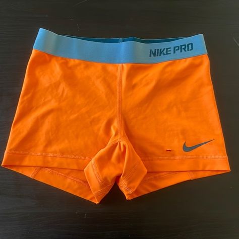 Nike Pro Spandex- Bright Orange Orange Nike Pros, Notion Images, Orange Gym, Nike Stuff, Running Outfits, Nike Pro Spandex, Nike Pro Shorts, Sports Bar, Sporty Outfits