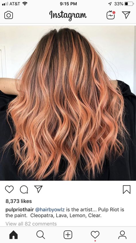 Peachy Brunette Hair, Apricot Ombre Hair, Coral Balayage Hair, Copper Peach Hair Balayage, Coral Hair Balayage, Peach Balayage Hair, Peach Streaks In Brown Hair, Peach Hilights Hair, Copper Peach Balayage