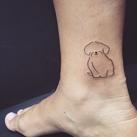 Puppy Tattoo, Small Dog Tattoos, Chien Shih Tzu, Cat Tattoo Simple, Monster Tattoo, Dog Memorial Tattoos, Tattoo Dog, Omerta Tattoo, Paw Tattoo