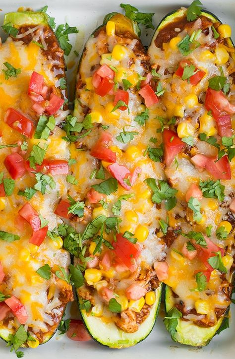 Chicken Enchilada Zucchini Boats - Cooking Classy Enchilada Zucchini Boats, Taco Zucchini, Zucchini Boat, Stuffed Zucchini Boats, Stuffed Zucchini, Zucchini Boats, Chicken Enchilada, Enchilada Recipes, Low Carb Dinner Recipes