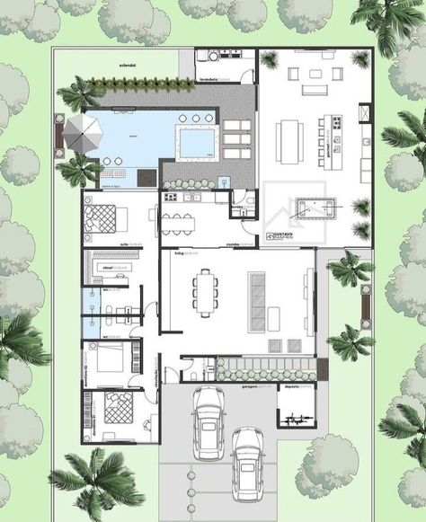 I will create 3d floor plans and 2d floor plans within 24 hoursMy speciality lies in creating architectural 2D and 3D floor plans, walkthrough videos, as well as interior renderings of super-realistic 4K resolution.What Do You Get From Me?Professionally created 2D floor plans with furniture and complete dimensionsInterior design according to desired style and requirements3D modelled floor plans with HD quality renderings interior designfloor plan interior design drawingfl Plan Interior Design, 3d Floor Plans, Bungalow Floor Plans, Pool House Plans, House Plans Mansion, Mansion Floor Plan, Courtyard House Plans, Modern Villa Design, Beach House Plans