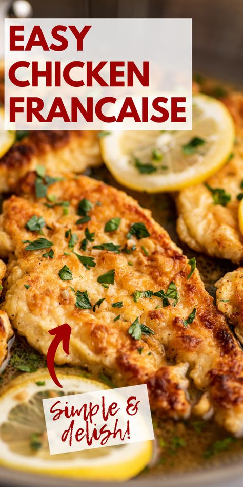 Chicken Francaise is a French-inspired Italian-American dish that has been a restaurant classic for decades, but it's simple and easy to make at home with pantry staples and about 40 minutes. Easy Chicken Francaise Recipe, Chicken Francaise Recipe, Chicken Francese Recipe, Chicken Francaise, French Chicken Recipes, Chicken Franchise, Restaurant Classic, Chicken Francese, Game Hen