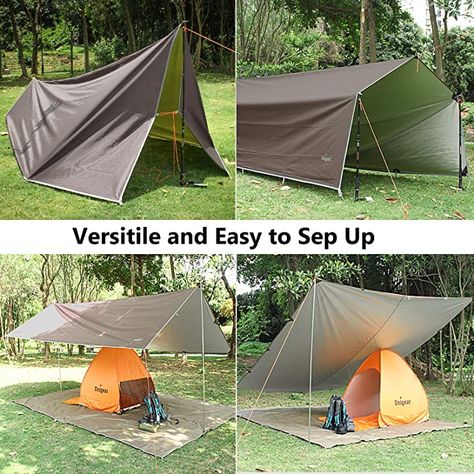 Tent Footprint, Tarp Shelters, Tent Camping Hacks, Waterproof Tarp, Camping Tarp, Camping In The Rain, Camping Shelters, Camping Inspiration, Camping Hacks Diy