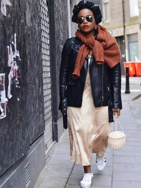 Here's What to Wear in 20-Degree Weather | Who What Wear UK Plus Size Street Style, Fall Weekend Outfits, Slip Dress Outfit, Winter Party Outfit, Best Leather Jackets, Black Leather Biker Jacket, Outfits To Wear, Fall Dress Outfit, Leather Jacket Style