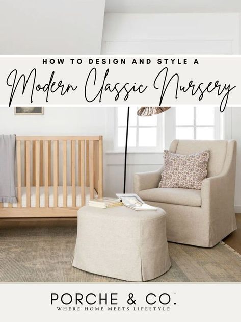 Discover stunning nursery room inspiration with a modern classic twist. Learn how to design and style a nursery that combines timeless elegance with contemporary charm. From soothing color palettes to charming room decor ideas, we've got you covered. Head to our blog for more nursery room inspiration. Stunning Nursery, Types Of Home Decor Styles, Modern Classic Home, Different Home Decor Styles, Contemporary Nursery, Nursery Room Furniture, Classic Nursery, Big Kids Room, Nursery Style