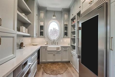 His And Her Office, His And Hers Office, Organization Fridge, Baking Center, Interior Design Lighting, Fridge Kitchen, Utah Home, Oval Window, Butler’s Pantry