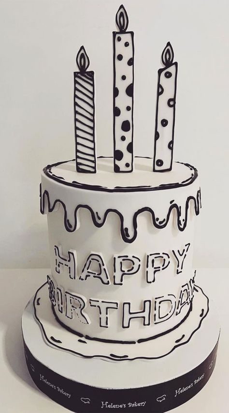 Cartoon Cake Black And White, Black And White Comic Cake, Comics Cake Ideas, Comic Cake Birthday, Black And White Cake Ideas, Cartoon Cake Ideas, Carton Cake, Comic Book Cake, Cake Ideas For Teens