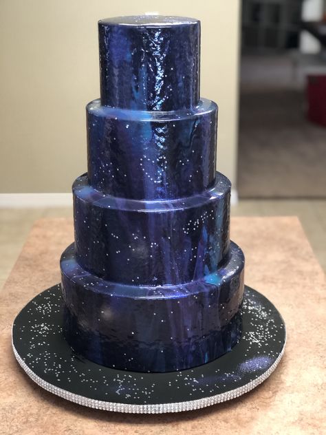 Galaxy mirror glaze tiered wedding cake Galaxy Wedding Cake, Galaxy Glaze Cake, Galaxy Mirror Glaze Cake, Geode Galaxy Cake, Mirror Glaze Wedding Cake, Mirror Glaze Galaxy Cake, Space Geode Cake, Crazy Wedding Cakes, Rose Gold Wedding Cakes