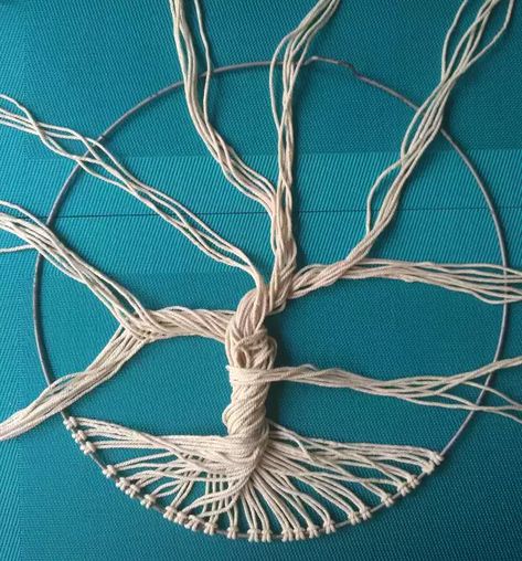 How to make a Tree of Life with rope - Imgur Rope Tree, Tree Of Life Macrame, Tree Of Life Crafts, Atrapasueños Diy, Macrame Tree, Art Macramé, Dream Catcher Craft, Macrame Wall Hanging Diy, Dream Catcher Diy