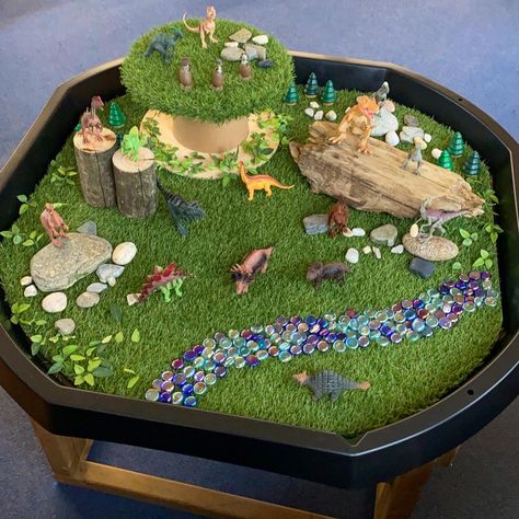 Tuff Tray Dinosaurs, Tuff Tray Fairy Garden, Dinosaur Tough Tray Ideas, Dinosaur Tuff Tray, Dinosaur Swamp Tuff Tray, Fantasy Tuff Tray, Dinosaur Tuff Tray Small World Play, Reggio Activities, Tuff Tray Ideas