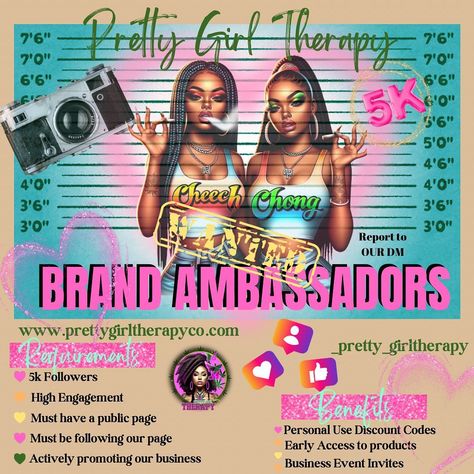 🚨Brand Ambassador Search 🚨 ✨Requirements ✨💕 �� ✨5k followers (we are open to less as long as you meet the requirements 👇🏼) ��💕Page must be public ��✨Must be willing to take pictures & videos ��💕Must be active on social media Benefits ✨💕 ��💕Discount and freebies ��✨Early access to new arrivals ��💕Discount code for followers ✨DM or Email Us if you are interested #brandambassador #brandambassadorswanted #brandambassadorsneeded #prettygirls #prettybois #wewantyou🌈 Cheech And Chong, High Maintenance, Be Active, 5k Followers, Business Events, We Are Open, June 30, Event Invitation, Brand Ambassador