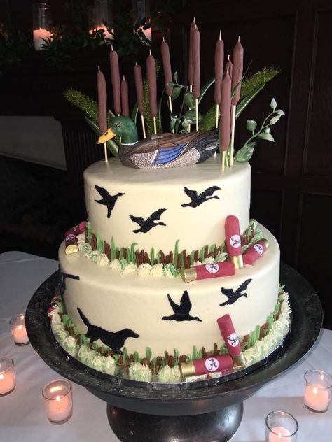 Mallard Duck Birthday Cake, Duck Hunter Cake, Duck Hunting Birthday Cake, Duck Hunting Grooms Cake, Hunting Grooms Cake, Duck Hunting Cakes, Grooms Cake Hunting, Fondant Hand, Hunting Birthday Cakes