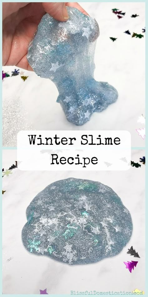 Simple Winter Slime Recipe and Video, and How to Host Your Own Slime Station Winter Slime, Slime Station, Winter Break Activities, January Activities, Winter Activities Preschool, Winter Activities For Kids, Winter Preschool, Winter Crafts For Kids, Slime Recipe