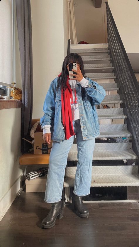 Denim Cowgirl Outfit, Shirt Layering Outfit, Boho Fashion Winter, Jean Jacket Outfits, Future Outfit, Mama Style, Jewelry Outfit, Fashion Images, Outfit Inspo Fall