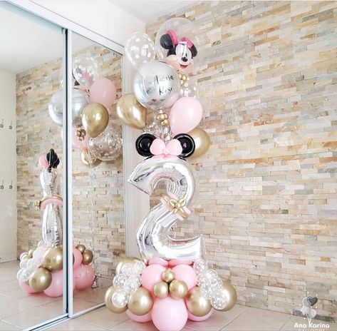 Happy Birthday Little One, Rose Happy Birthday, Minnie Mouse Birthday Theme, Mimi Birthday, Minnie Mouse Balloons, Twodles Birthday, Minnie Mouse Birthday Party Decorations, Balloons Galore, Aurora Rose