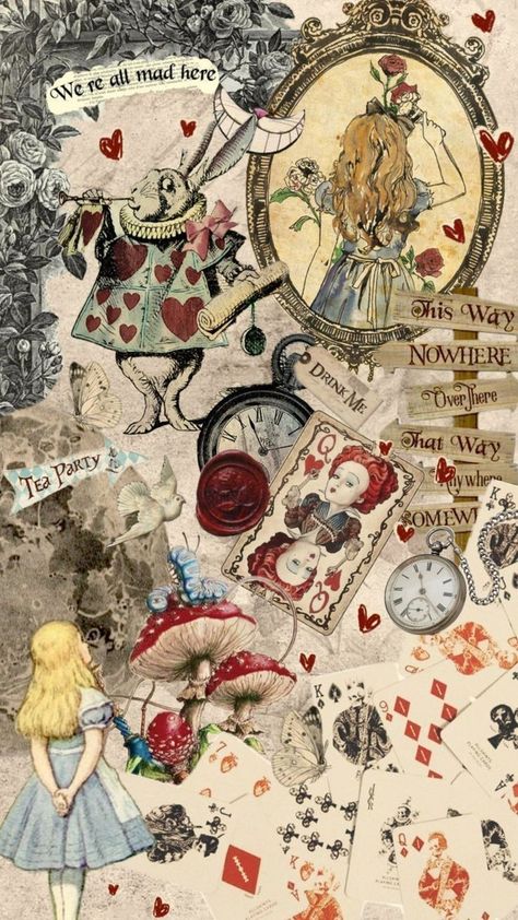 Cute Alice In Wonderland Wallpaper, Alice In Wonderland Phone Background, Disney Alice In Wonderland Aesthetic, Wallpaper Backgrounds Alice In Wonderland, Vintage Themed Wallpaper, Alis And Wonderland, Vintage Disney Movies, Alice In Wonderland Shuffle, Alice In Wonderland Screensaver