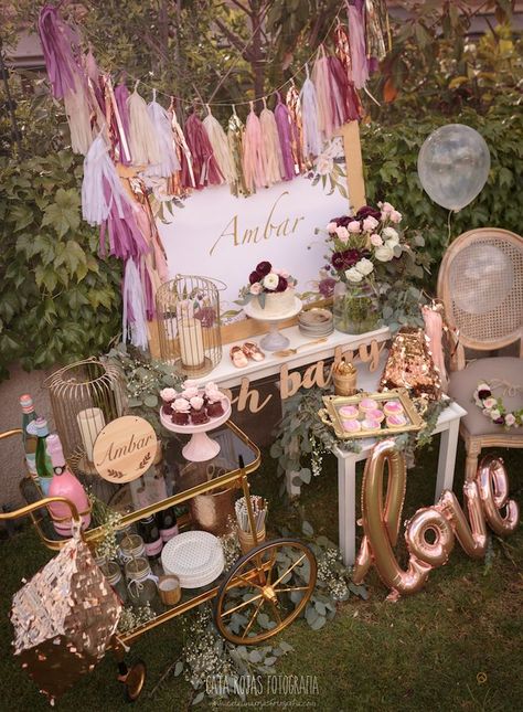 Burgundy, Blush & Gold Boho Baby Shower on Kara's Party Ideas | KarasPartyIdeas.com (12) Lila Party, Baby Shower Boho, Bohemian Baby Shower, Bohemian Baby, Baby Shower Invitaciones, Blush Gold, Boho Party, Fiesta Baby Shower, Boho Birthday