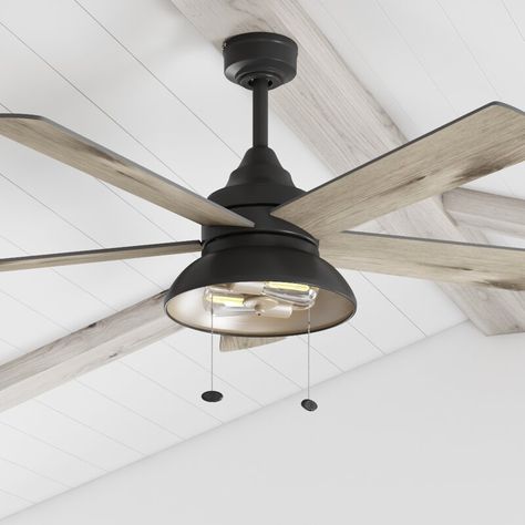 Outdoor Ceiling Fans Covered Patios, Industrial Farmhouse Ceiling, Farmhouse Finishes, Ceiling Fan Cover, Fan Aesthetic, Rustic Ceiling Fan, Indoor Ceiling Fans, Farmhouse Ceiling, Coastal Cottage Style