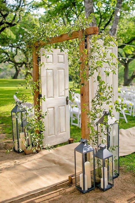 Romantic Rustic Wedding, Wedding Ceremony Arch, Rustic Wedding Decorations, Rustic Outdoor Wedding, Wedding Lanterns, Wedding Arches, Wedding Entrance, Outdoor Wedding Decorations, Rustic Outdoor