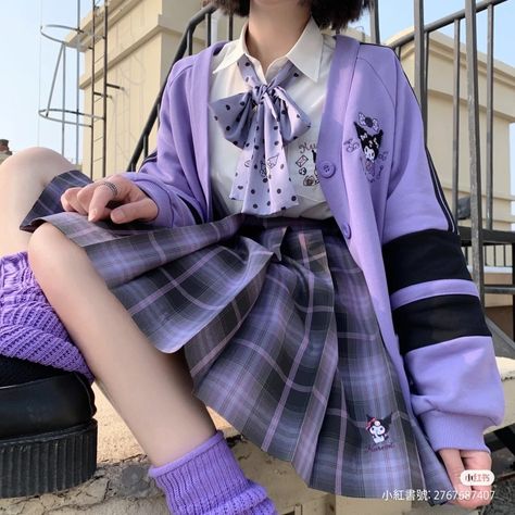 Sanrio Outfits, Plaid Outfit, Character Aesthetics, Plaid Outfits, Purple Outfits, Cute Outfits For School, Pretty Clothes, School Fashion, School Outfit