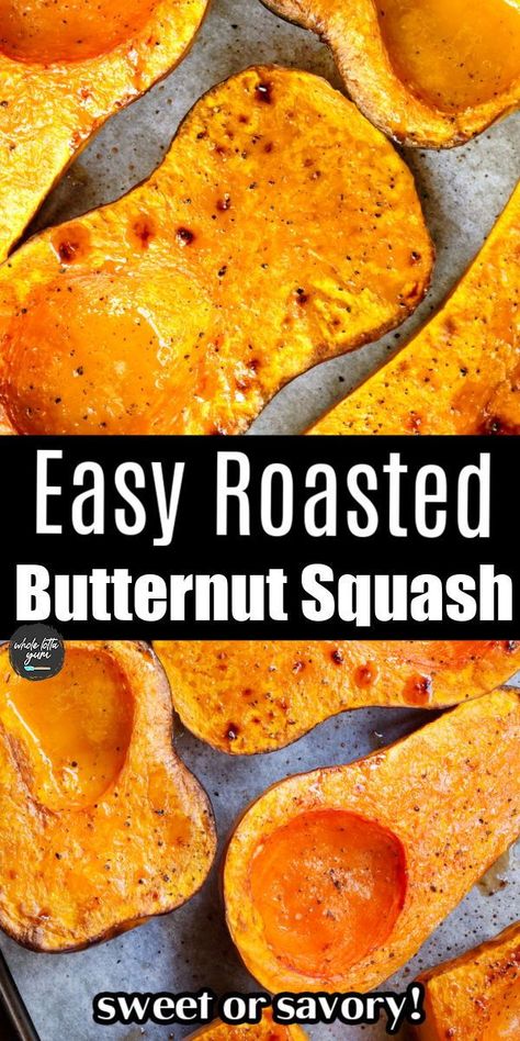 How to bake butternut squash in the oven. Roasted and so easy with either honey maple or herbs to be savory. Healthy and simple! Butter Squash Recipe, Grilled Butternut Squash, Roasted Butternut Squash Cubes, Butternut Squash Recipes Easy, Squash In Oven, Oven Roasted Butternut Squash, Butternut Squash Recipes Roasted, Butternut Squash Recipe, Easy Butternut Squash