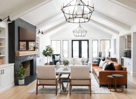 Modern Farmhouse Living Room Ideas, Farmhouse Family Rooms, Black And White Living Room, Modern Farmhouse Living, Living Room Redo, Farmhouse Remodel, Living Modern, Modern Farmhouse Living Room, Farmhouse Living Room