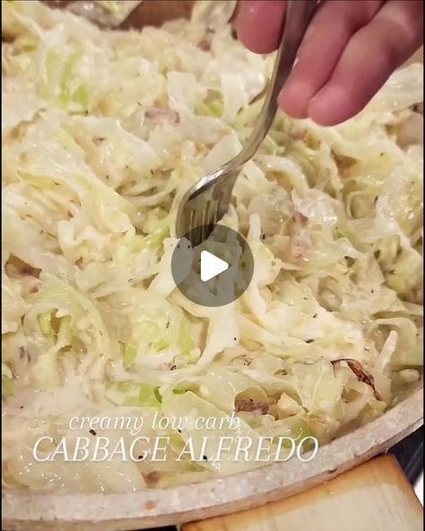 Keto Diet Recipes on Instagram: "RECIPE HERE 👇 CREAMY CABBAGE ALFREDO by @lowkarbkhaleesi

Try this low carb pasta copycat! Alfredo sauce is so easy to make homemade - make sure to SAVE this recipe for later

INGREDIENTS:
1 head cabbage
2 Tbsp Chef Shamy garlic butter
2 Tbsp butter
1 cup heavy cream
1 cup parmesan
½ tsp garlic, minced
½ tsp each: pepper, parsley, & italian seasoning
1/4 cup bacon crumbles

Melt butter and heavy cream in a saucepan over low heat. Sprinkle in parmesan slowly while whisking until smooth. Add garlic. Remove from heat and stir in seasonings

Slice cabbage into 1/2 inch thick sections. Melt garlic butter in skillet and saute cabbage until tender. Pour alfredo sauce on top and mix. Finish with bacon crumbles and serve

💥 Optional: add sliced grilled chicken bef Cabbage Alfredo Chicken, Creamy Cabbage Alfredo, Garlic Parmesan Melting Cabbage, Copycat Alfredo Sauce, Cabbage Alfredo, Creamy Cabbage, California Chicken, Sauteed Cabbage, Low Carb Pasta