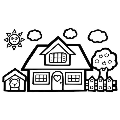 Single cute house coloring page for kids | Premium Vector #Freepik #vector #house #house-illustration #neighborhood #house-line Dream House Drawing, House Drawing For Kids, House Coloring Pages, House Outline, Cool Easy Drawings, Boy Coloring, House Colouring Pages, Happy House, Easy Coloring Pages