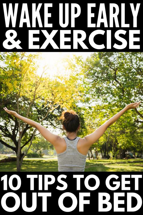 How to Get Up Early and Workout | If you're looking for morning exercise motivation, this post has 10 tips that work! We're sharing the benefits of working out in the morning, as well as our best morning hacks to help you wake up early feeling motivated to take on a good sweat sesh. Whether it's a gloomy Monday or a lazy Saturday, learn how to create daily routines to increase your energy, boost your metabolism, feel happier, sleep better, and lose weight fast! Morning Workout Motivation, Good Mornings Exercise, Benefits Of Working Out, Morning Hacks, Morning Gym, Get Up Early, How To Get Motivated, Early Morning Workouts, Wake Up Early