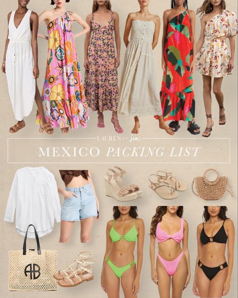 need some cute outfit ideas for your mexico vacation? i put together my mexico packing list that includes maxi dresses, sandals, bags & swimsuits! click to shop it! 🌴 Mexico Packing List, Travel Packing Outfits, Cute Outfit Ideas, Traveling Tips, Packing Lists, Travel Outfits, Mexico Vacation, What To Pack, Cute Outfit