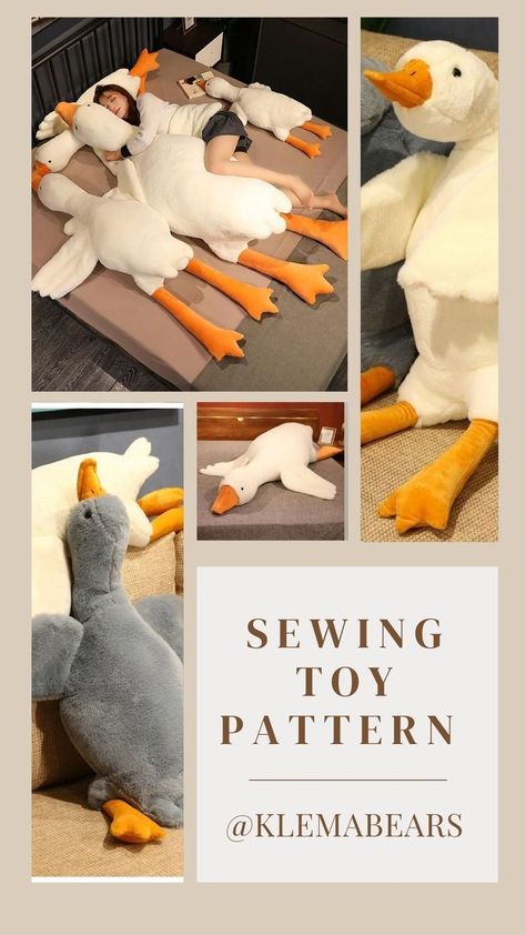 Craft your own cuddly companion with this charming Plush Goose Toy Sewing Pattern.  This digital download allows you to create a lovable goose that's perfect for snuggling.  Bring this delightful design to life with ease, starting right after purchase.   .#FreeCrochetPatterns #SewingToys #KnittingPatterns #SewingDolls #FreeSewingPatterns Goose Sewing Pattern, Lovey Sewing Pattern, Goose Plush, Diy Sy, Handmade Stuffed Toys, Knitted Toys Free Patterns, Soft Toy Patterns, Animal Sewing Patterns, Sewing Stuffed Animals